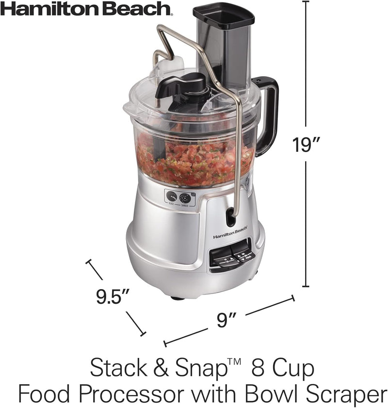Hamilton Beach Food Processor: 8-cup, Stack & Snap, silver | 70820