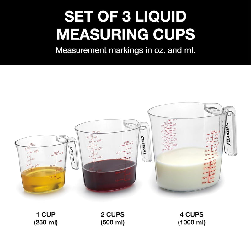 Cuisinart nesting Measuring Cup Set: 3-pc (1-cup, 2-cup and 4-cup), heat-resistant plastic | CTG-00-3MCC