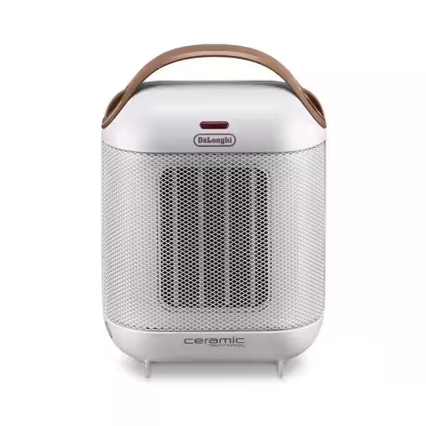 DeLonghi Compact Ceramic Heater: 1500W, thermostat, tip-over switch, fan only setting, white | HFX30C15.W