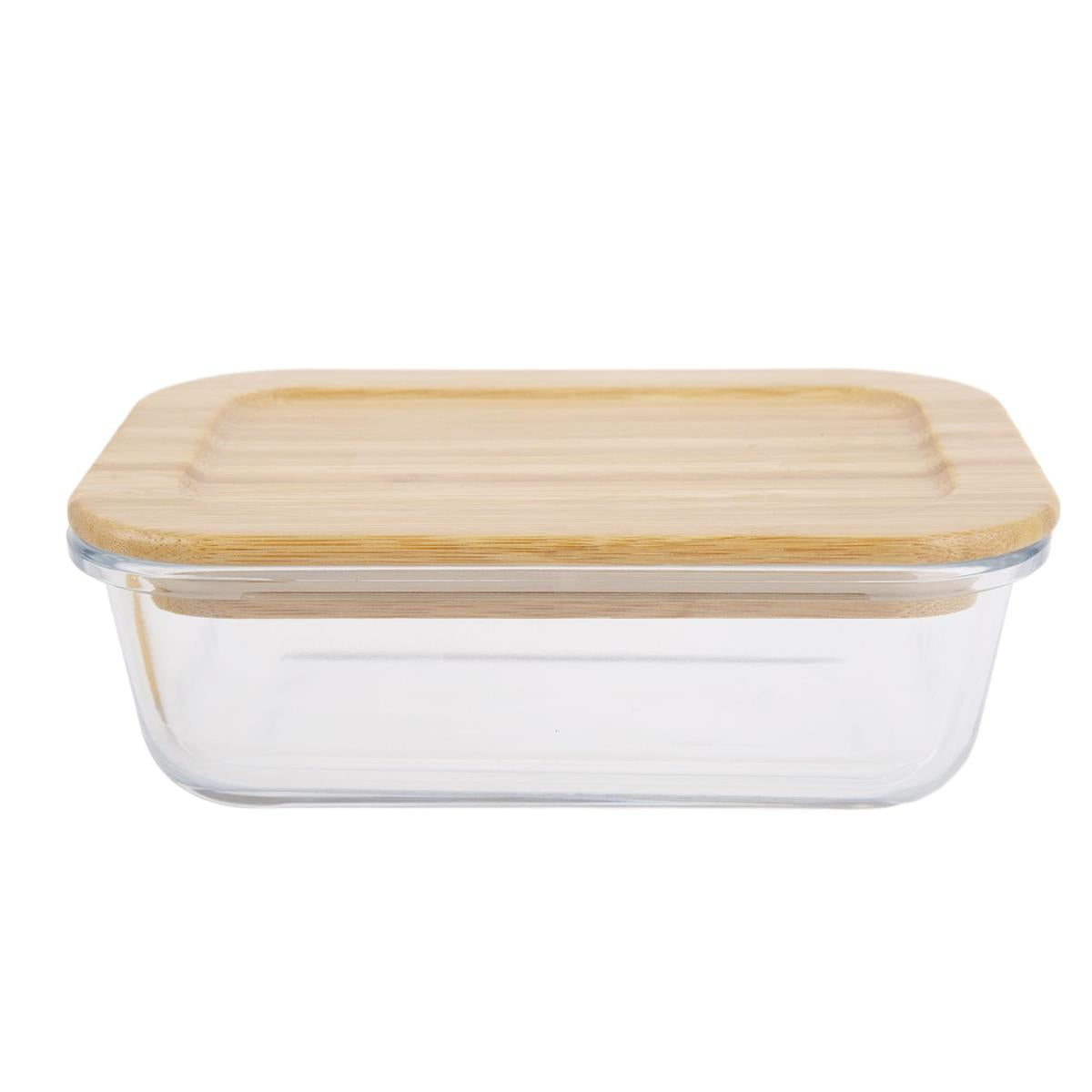L.Gourmet Glass Container w/ Bamboo Lid 640ml | 70346