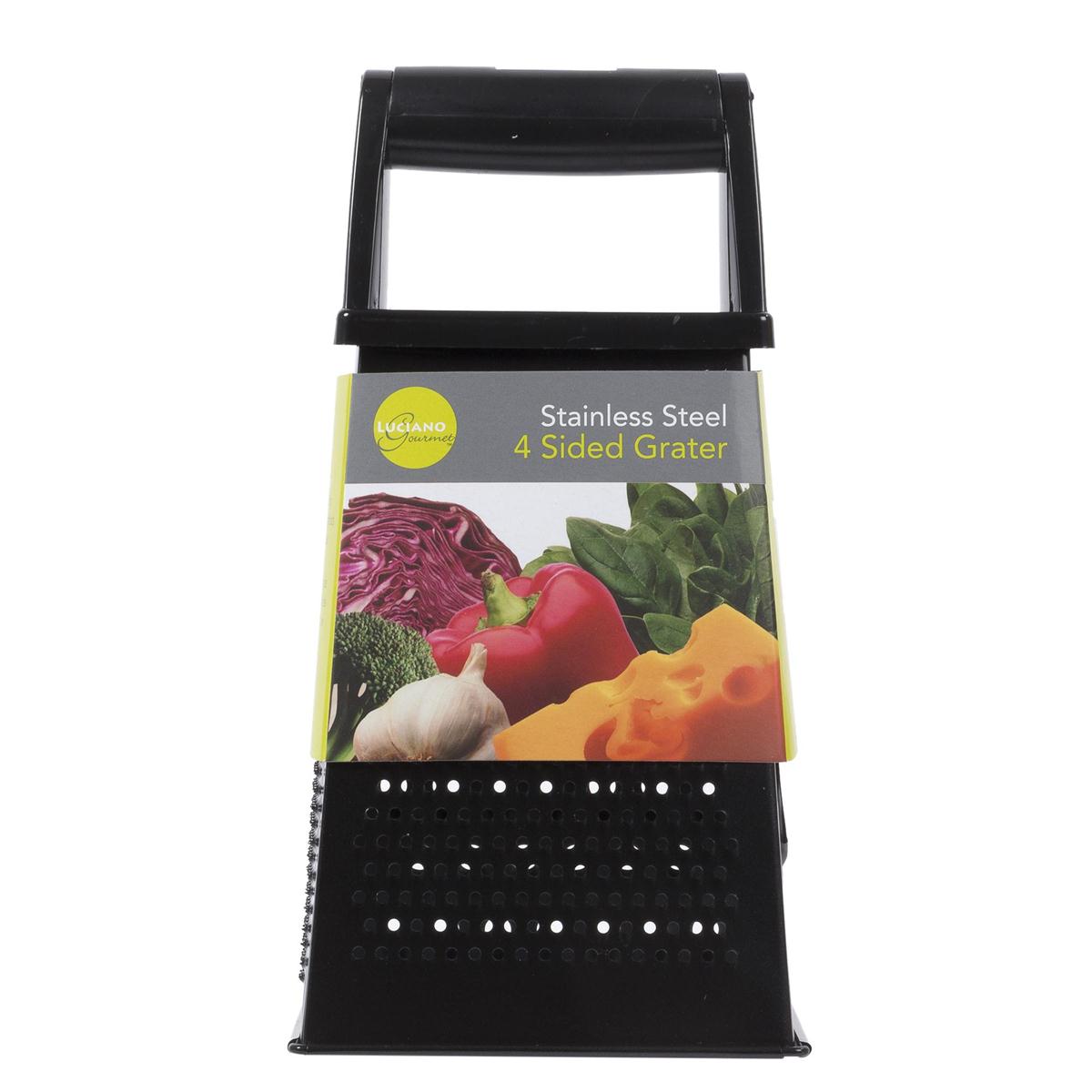 Luciano Gourmet Non-Stick 4 Side Grater 8.5" | 70649 | Black