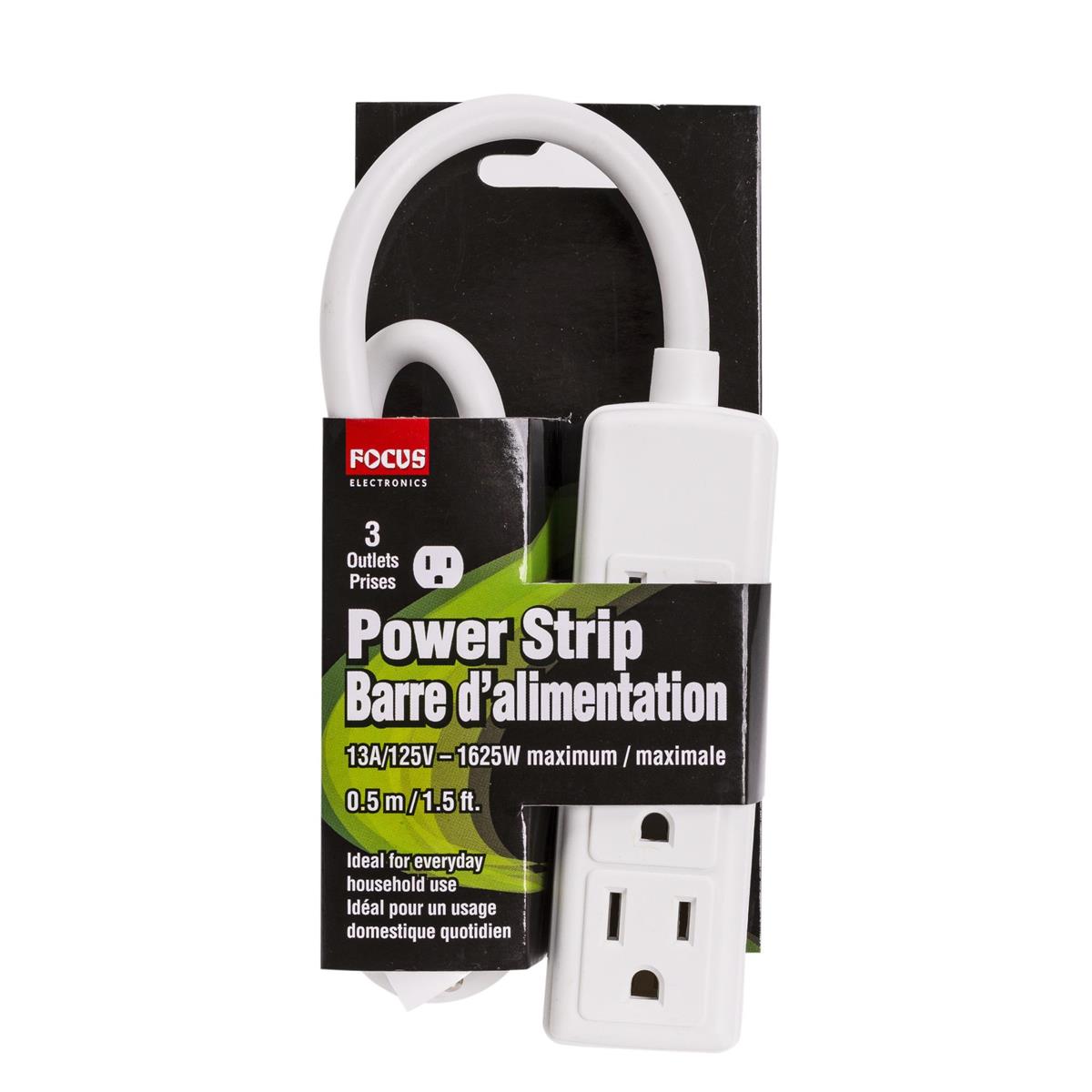 Focus 1.5ft 3-outlet Power Strip | 13A/125V/1625W max | SPT 16/2 | 86747