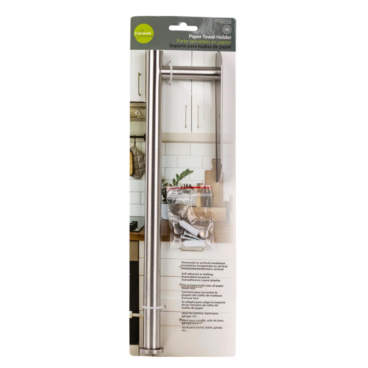 L.Gourmet | 70048 | Stainless Steel Kitchen Paper Towel Holder