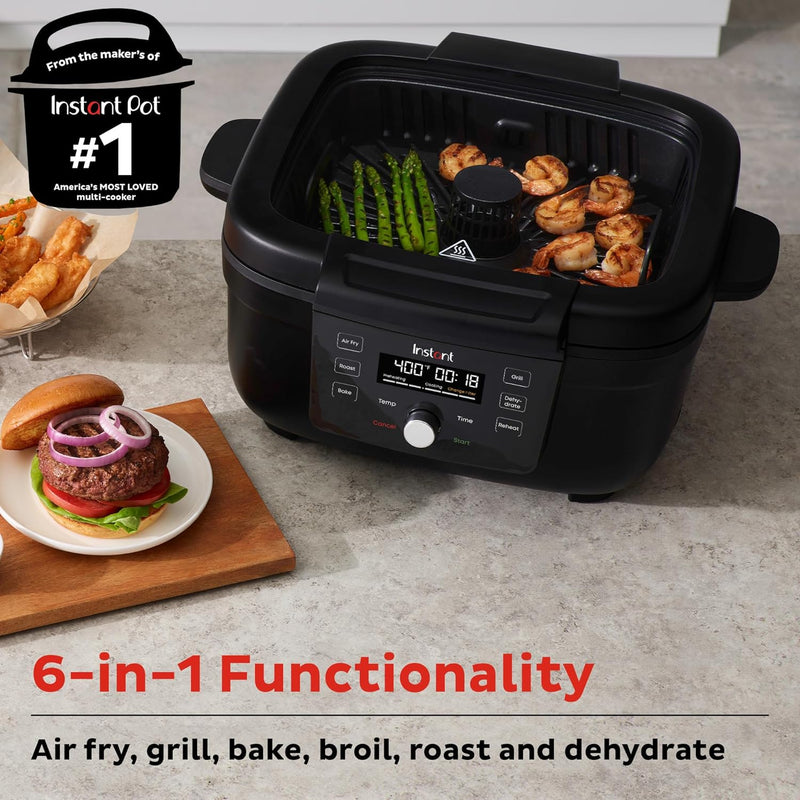 Instant Pot Indoor Grill & Air Fryer: 6-in-1 functions: grill, air fry, bake, broil, roast, dehydrate | 140-8001-01