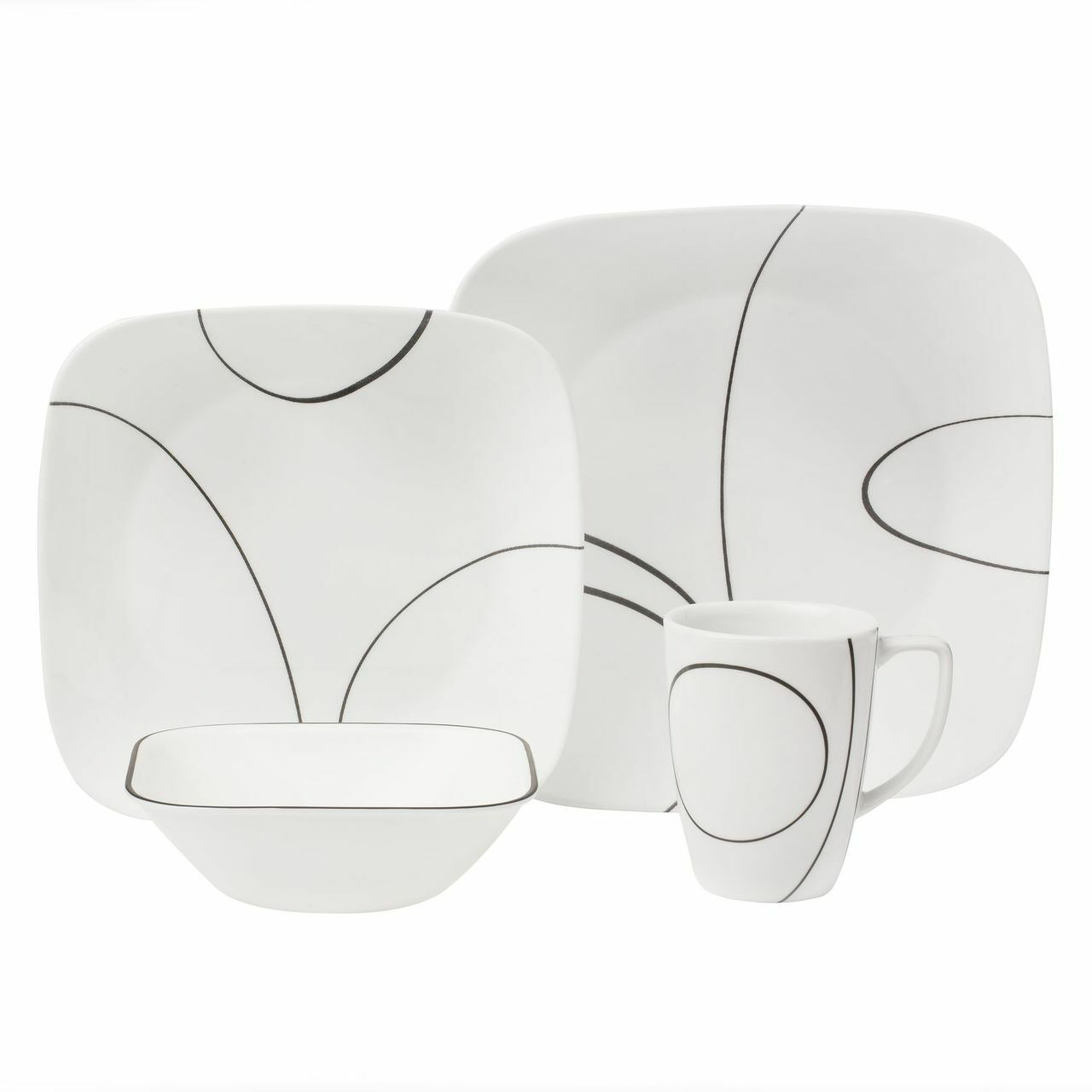 Corelle square vitrelle outlet 16pc dinnerware set white