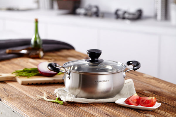 Charms Stainless-Steel Casserole Pot with Glass Lid |24JBC10| 24cm