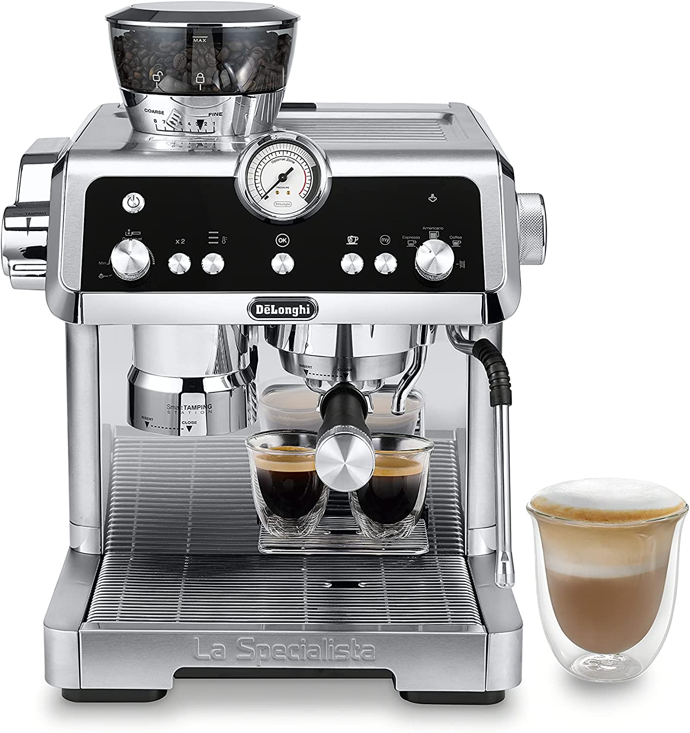 DeLonghi La Specialista Prestigio Espresso Machine: 1450W with Smart Tamping Station & Dual Heating System, s/s | EC9355M