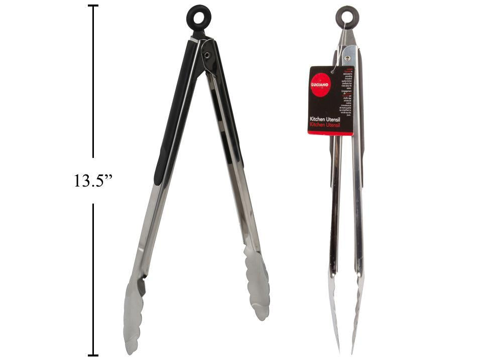 L.Gourmet 70546 12"L S/S tongs w/ Rubber Cushion & Pull-lock