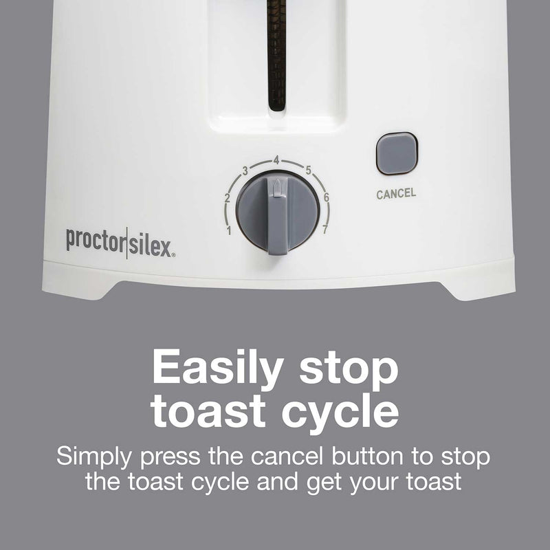 Proctor-Silex Toaster: 2-slice, chrome &amp; white | 22632PS