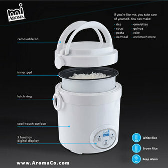 Aroma mi Digital Rice Cooker |MRC903D| 1.5-Cups, White
