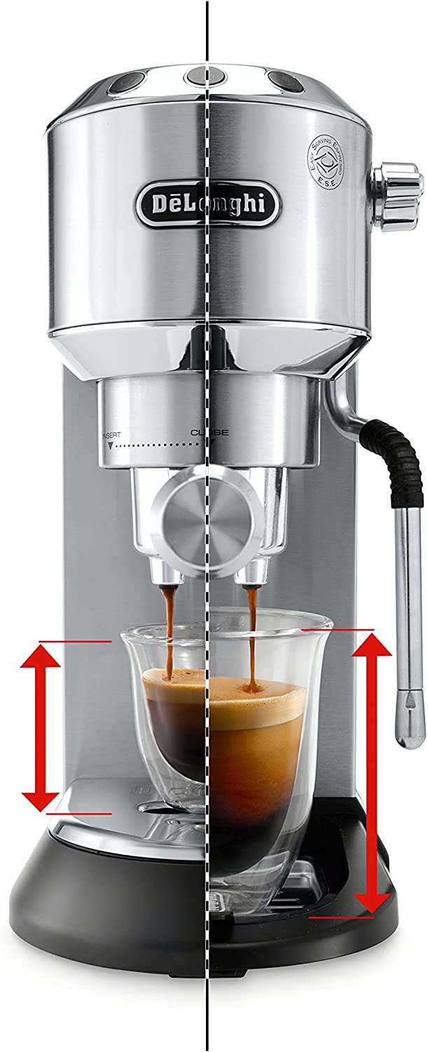 DeLonghi Dedica Arte Espresso Maker: 15 bar pump, 1300W, compact design, s/s | EC885M