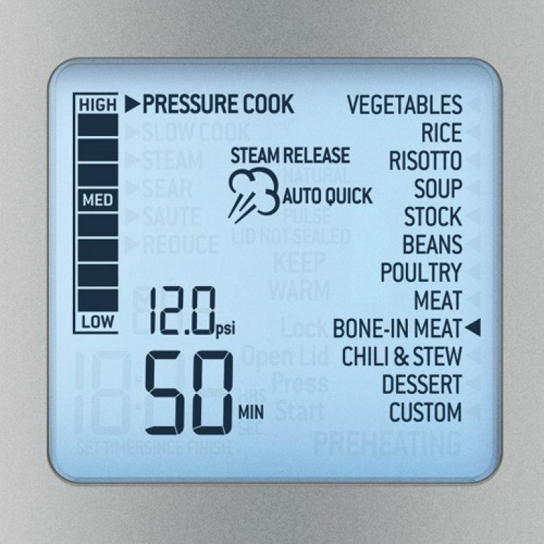11 different pressure cooker and slow cooker settings