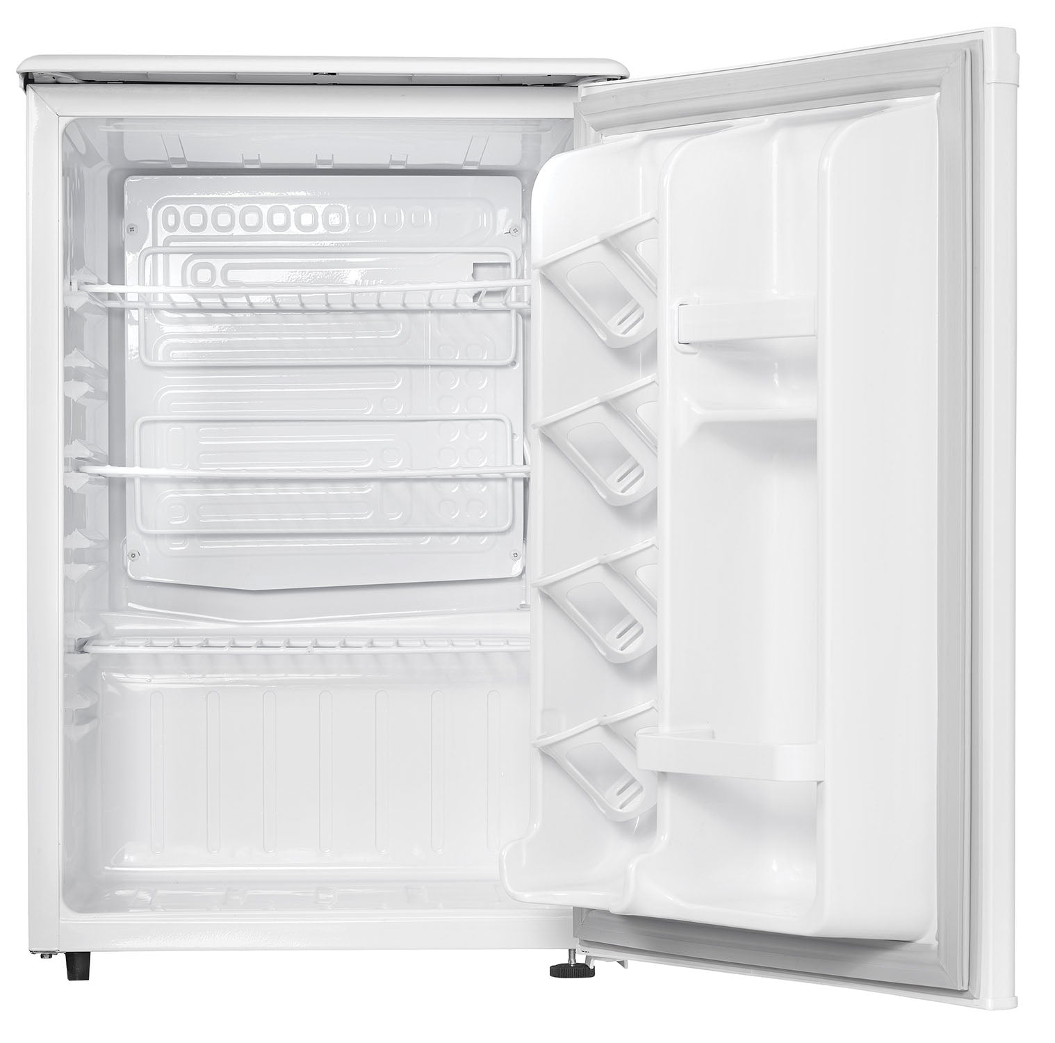 Danby Compact All-Refrigerator: 2.6 cu.ft (73L), reversible door hinge, auto defrost, 2 full width + 1.5 width adj wire shelves , R600a refrigerant, white | DAR026A1WDD