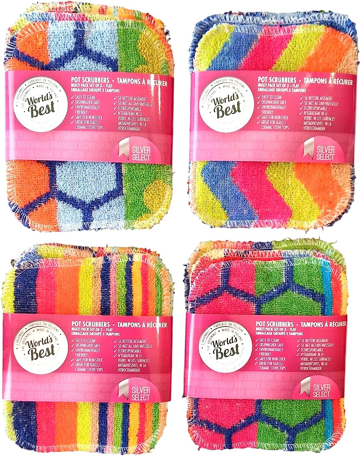 World's Best Flat Pot Scrubbers 1-Pack (Assorted Design / Colour) | ITEM V