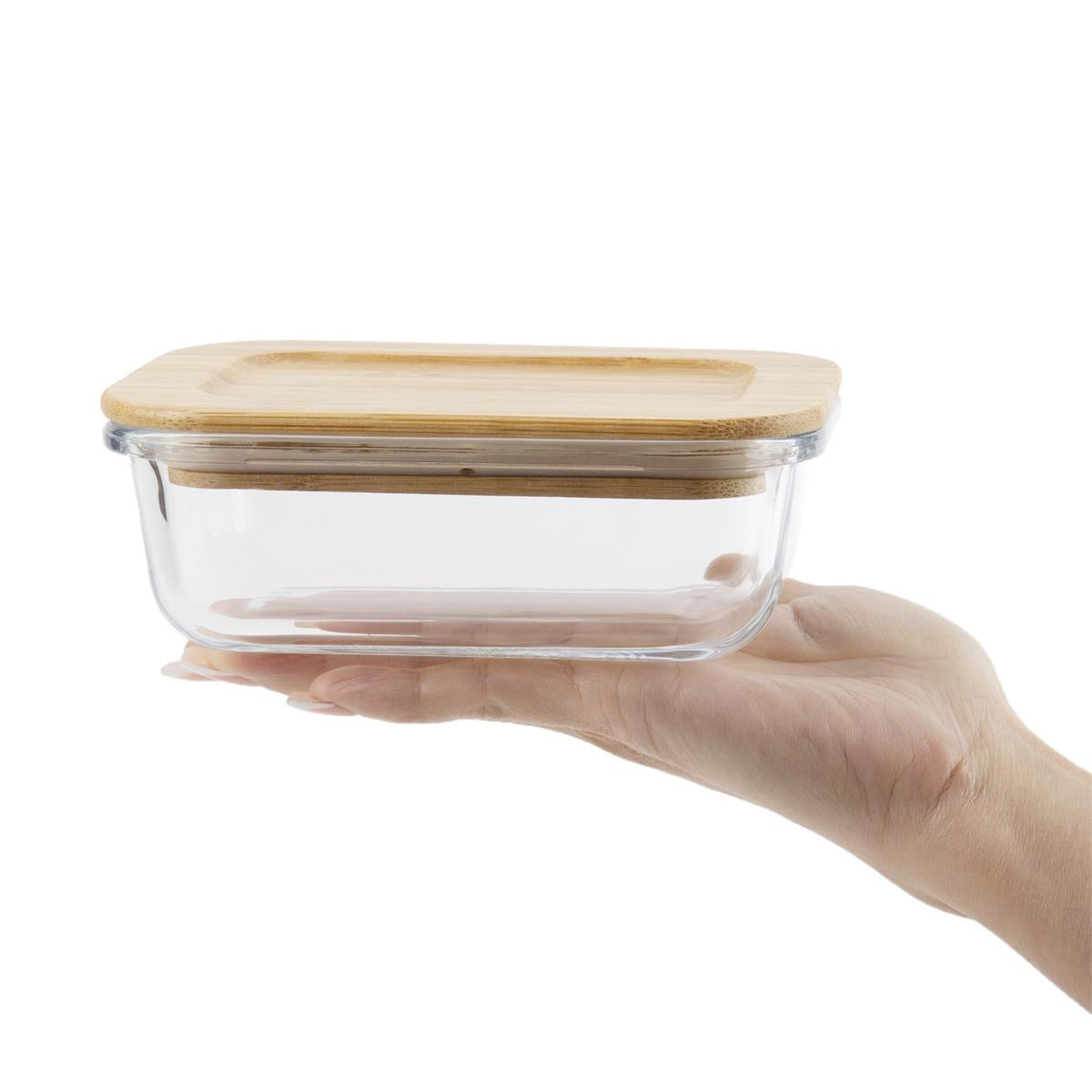 L.Gourmet Glass Container w/ Bamboo Lid 370ml |70345