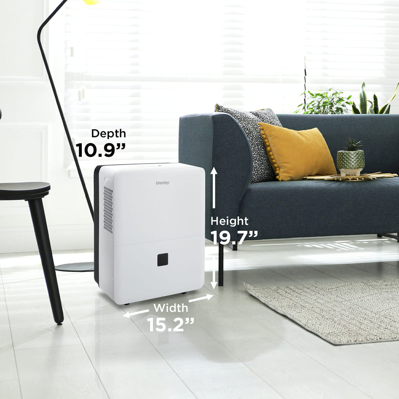 Danby Dehumidifier: 30 pint (14.2 L), controls humidity in spaces up to 2,000 sq. ft. | DDR030BJWDB-ME