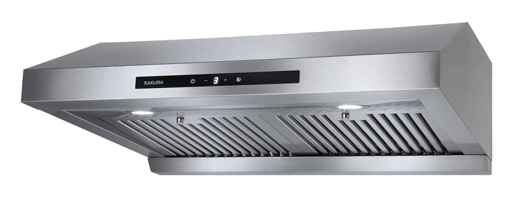 Sakura Kitchen Rangehood: 30'' wide, with baffle filter, polished s/s, dual DC motor, touch screen | R3311-30HS