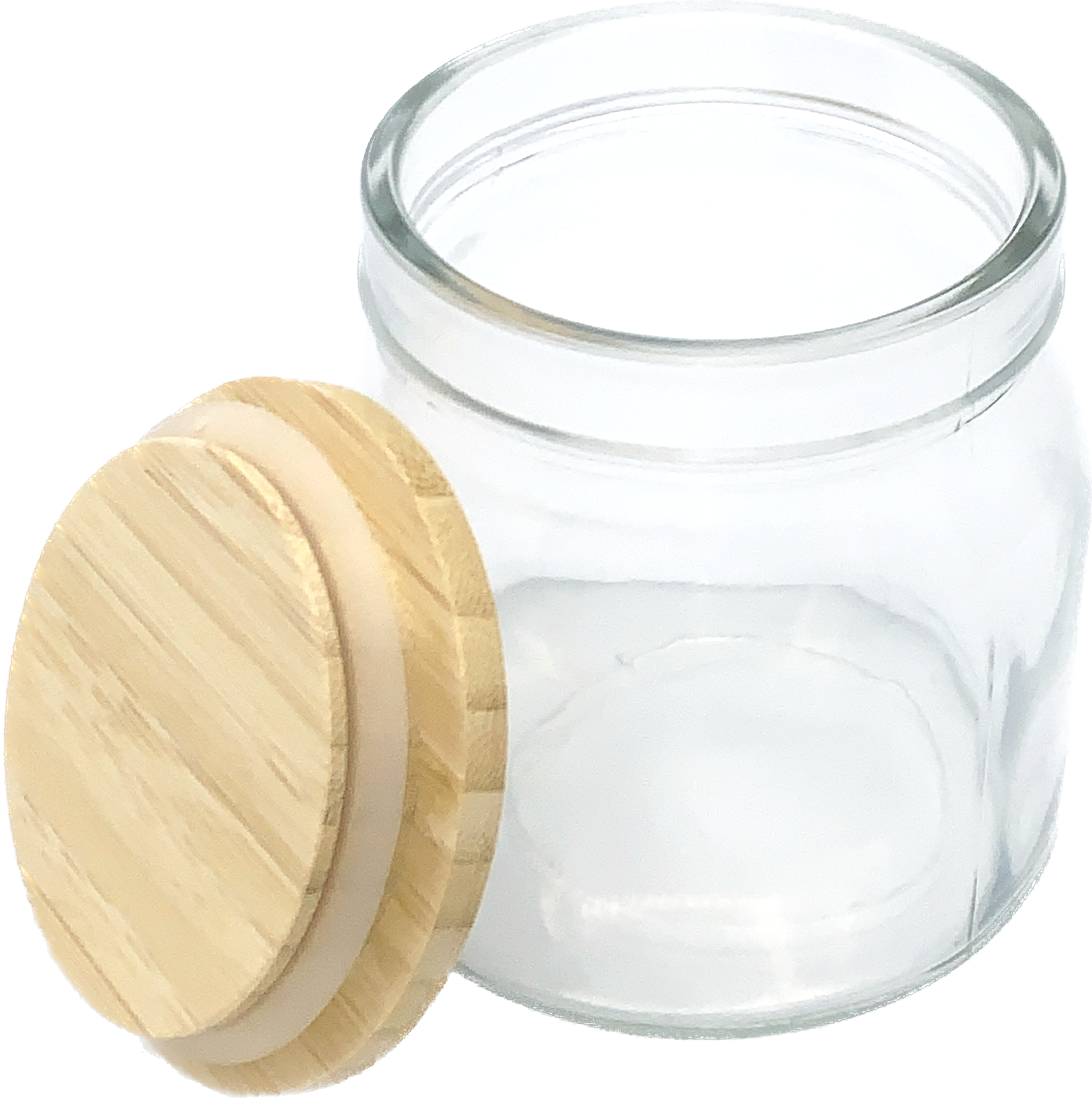 Luciano Glass Jar with Wooden Lid, 4" dia. x 4.25"H | 80049