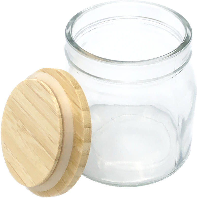 Luciano Glass Jar with Wooden Lid, 4" dia. x 4.25"H | 80049