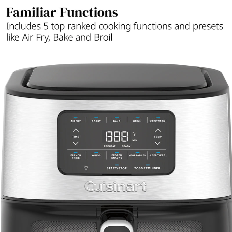 Cuisinart Air Fryer: 6-Quart (5.7 L), 1800W, digital display w/ 5 air-fry presets | AIR-200C