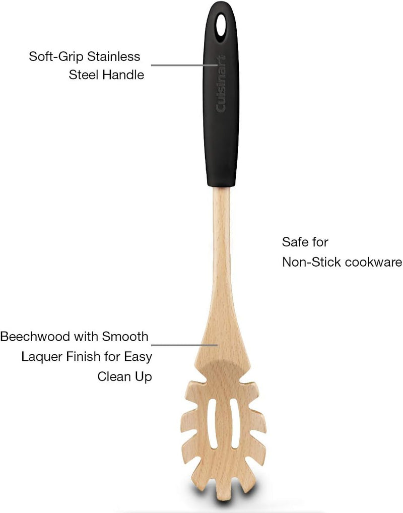 Cuisinart Pasta Server: w/ soft grip nonslip silicone handle, Beechwood Fusion collection | CTG-SBEW-PSC