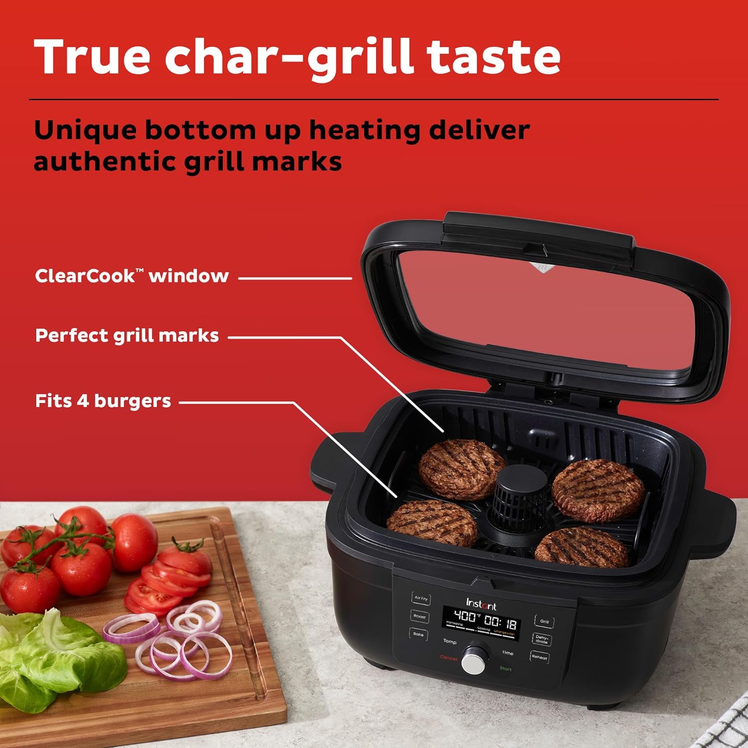 Instant 6 in 1 Air Fryer Indoor Grill Black