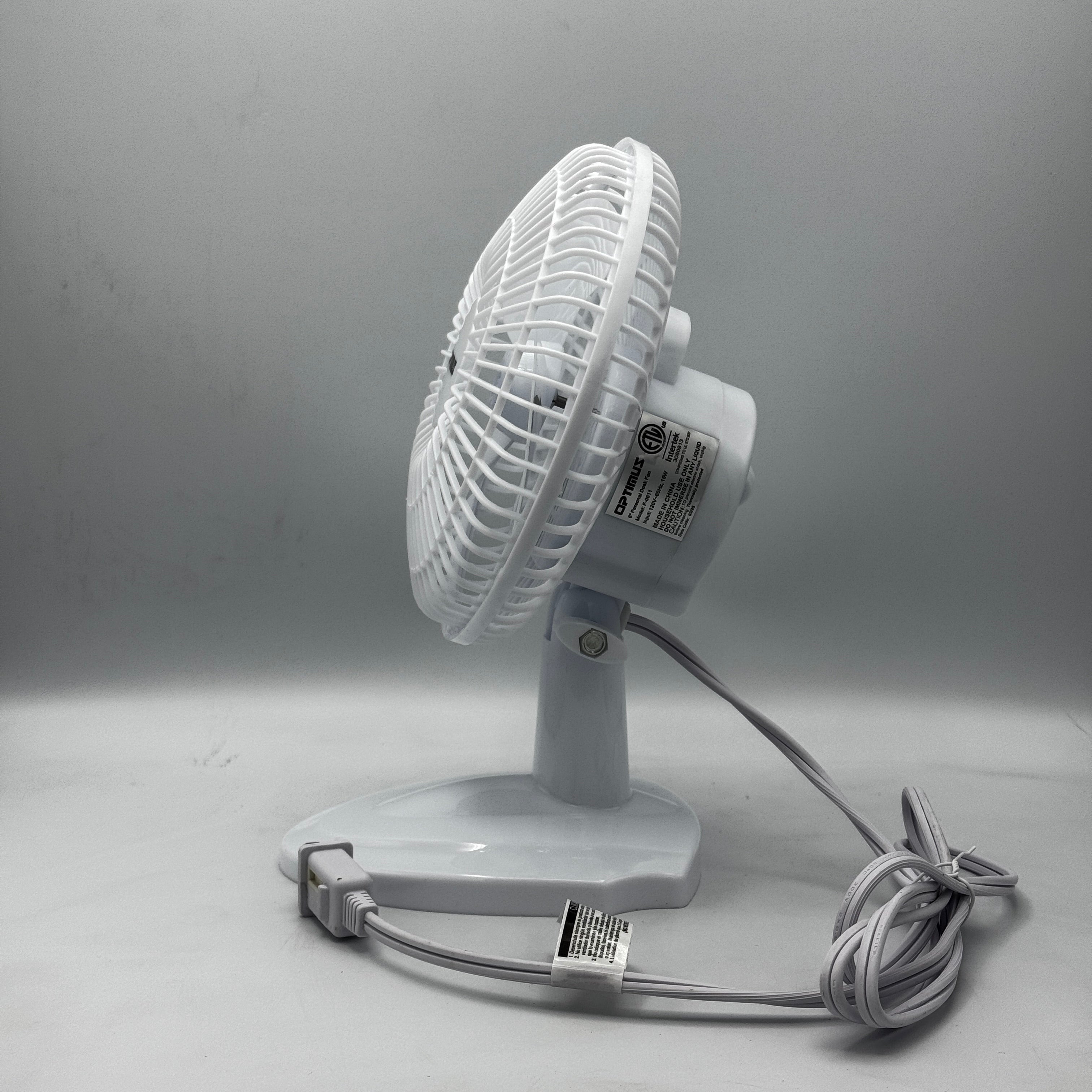 Optimus | F-0611 | 6'' White Personal Desk Fan