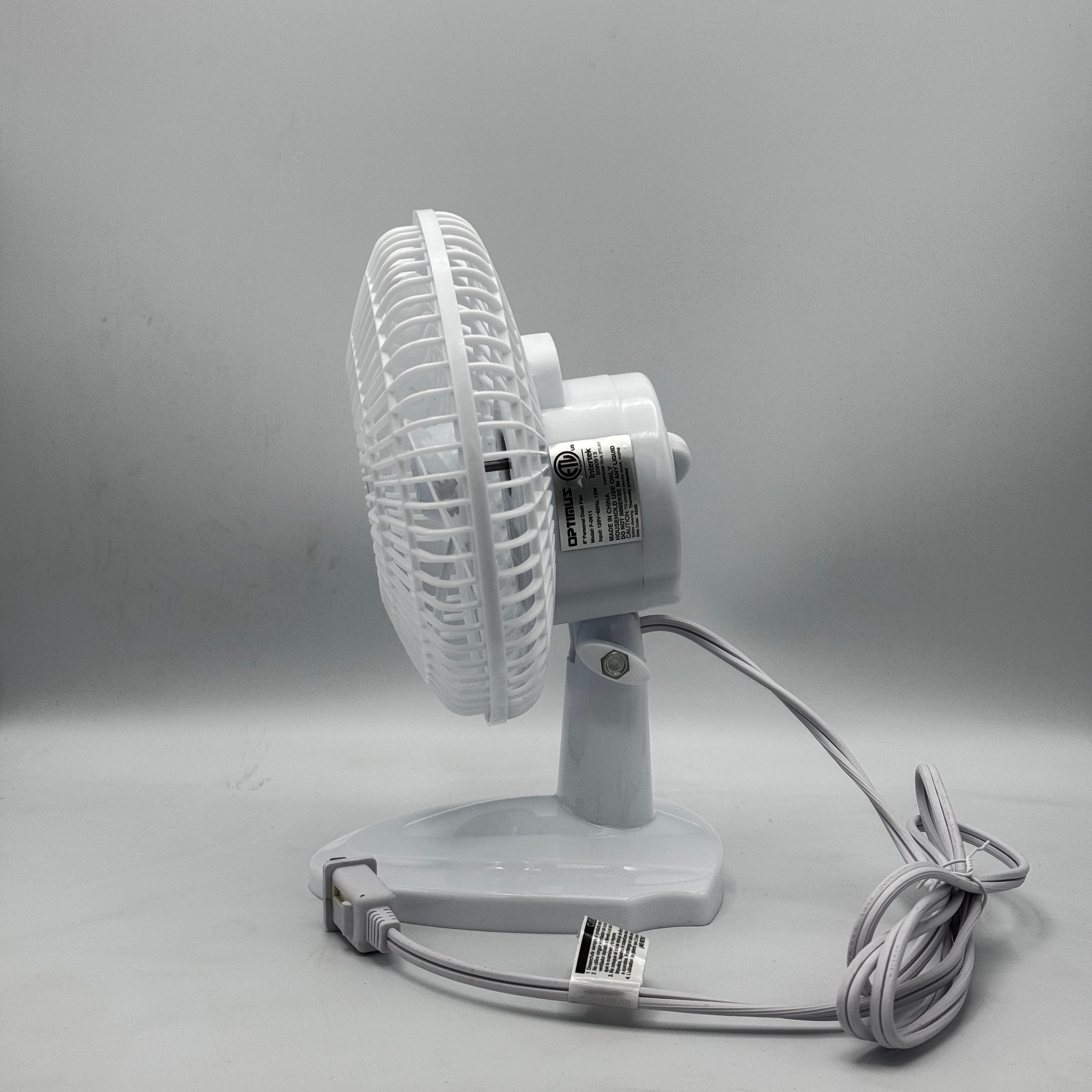 Optimus | F-0611 | 6'' White Personal Desk Fan