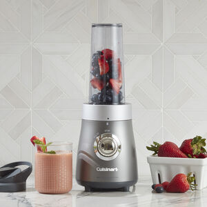 Cuisinart Compact Blender & Juice Extractor Combo: 450W, 16oz travel cup, metallic gray | BJC550C