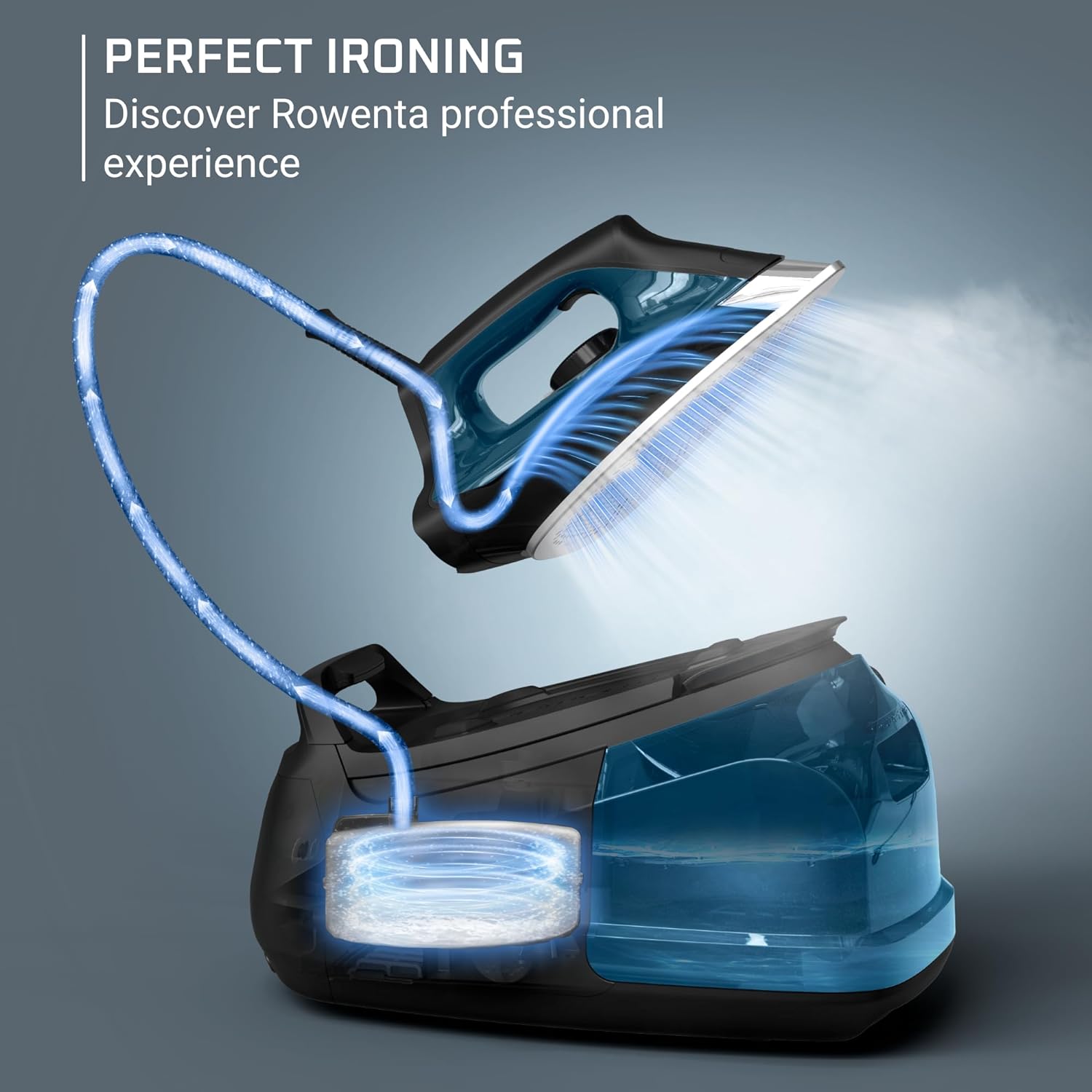 Rowenta Steam Station Ironing System: Perfect Steam Pro, 80g-430g/min, 37oz water tank, 1800W | DG8624U1