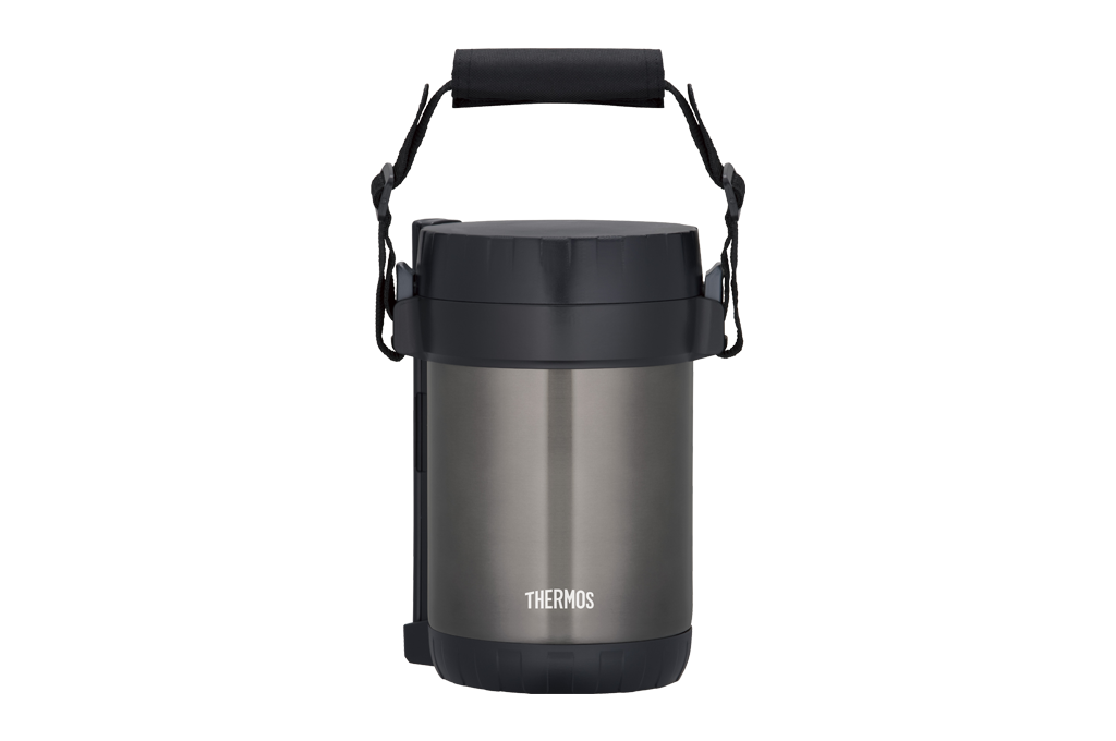 Thermos Food Jar w/spoon holder, 1.9L, 3 inside containers, dark grey | JBG-1800