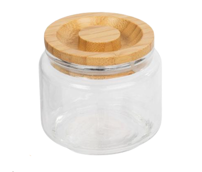 Luciano Glass Jar w/ Wooden Lid, 3.25" dia. x 3"H | 80048