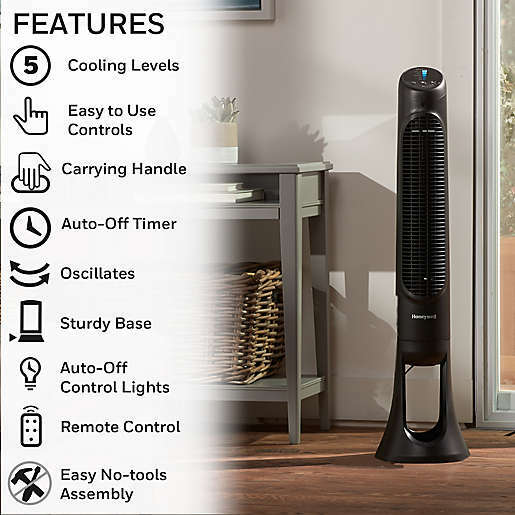 Honeywell Tower Fan:  40", 5-speed, QuietSet , with timer, remote control | HYF260BCM1