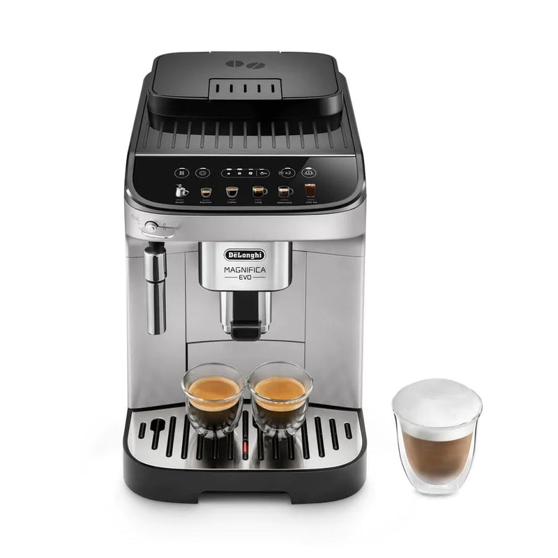 DeLonghi Magnifica Evo Fully Automatic Espresso Maker: with 6 one-touch recipes, silver &amp; black | ECAM29043SB