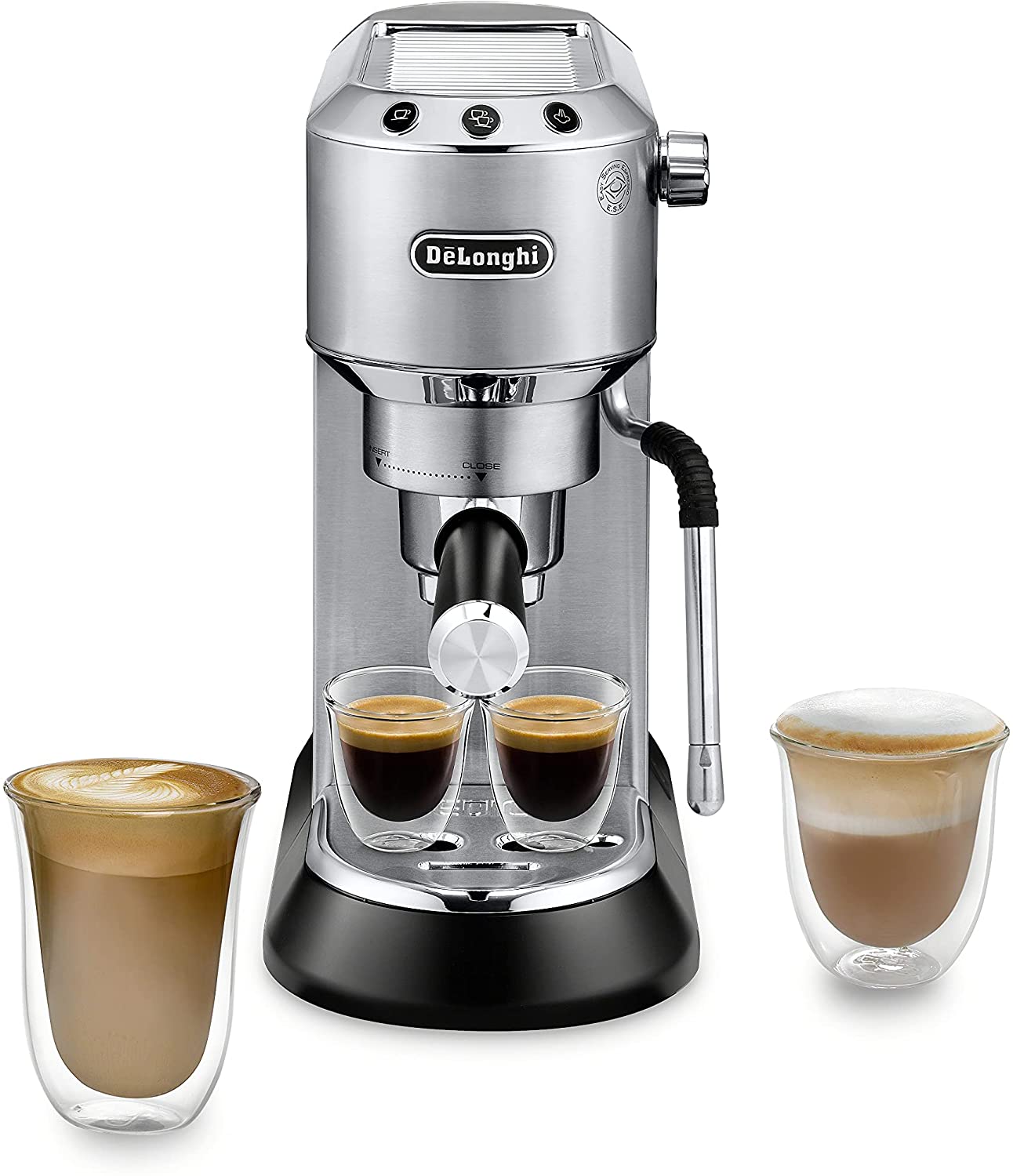 DeLonghi Dedica Arte Espresso Maker: 15 bar pump, 1300W, compact design, s/s | EC885M