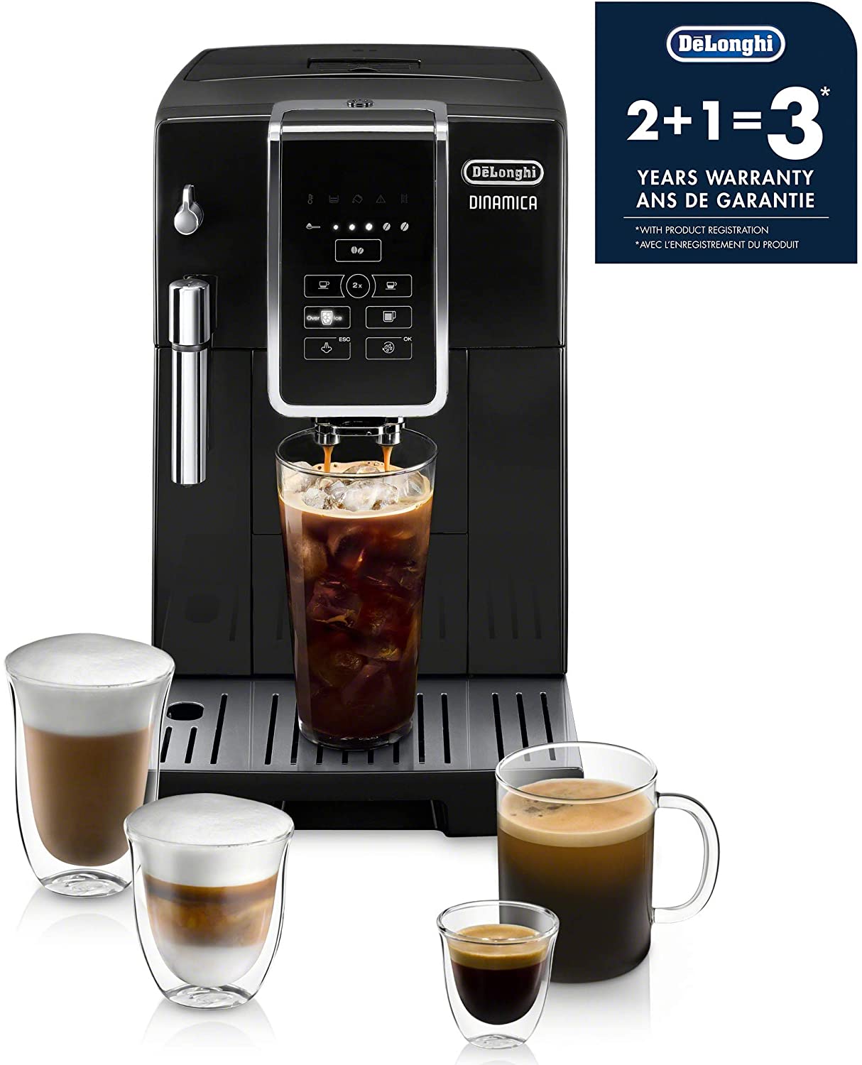 DeLonghi Dinamica Automatic Espresso Maker: with iced-coffee, black | ECAM35020B