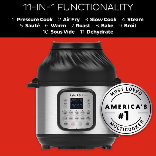 Instant Pot Pressure Cooker Air Fryer: 8.0 quart, 11-in-1 multi-use programmable | DUO-CRISP80