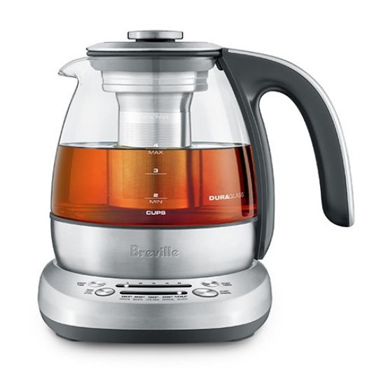 Breville The SMART TEA INFUSER Compact Kettle: 1.0L, brushed s/s & glass body | BTM500CLR