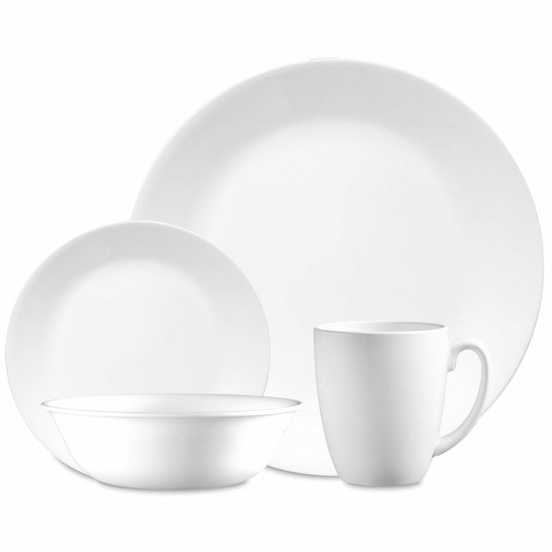 Corelle Livingware |6022003| Winter Frost White 16-pc Dinnerware Set, round