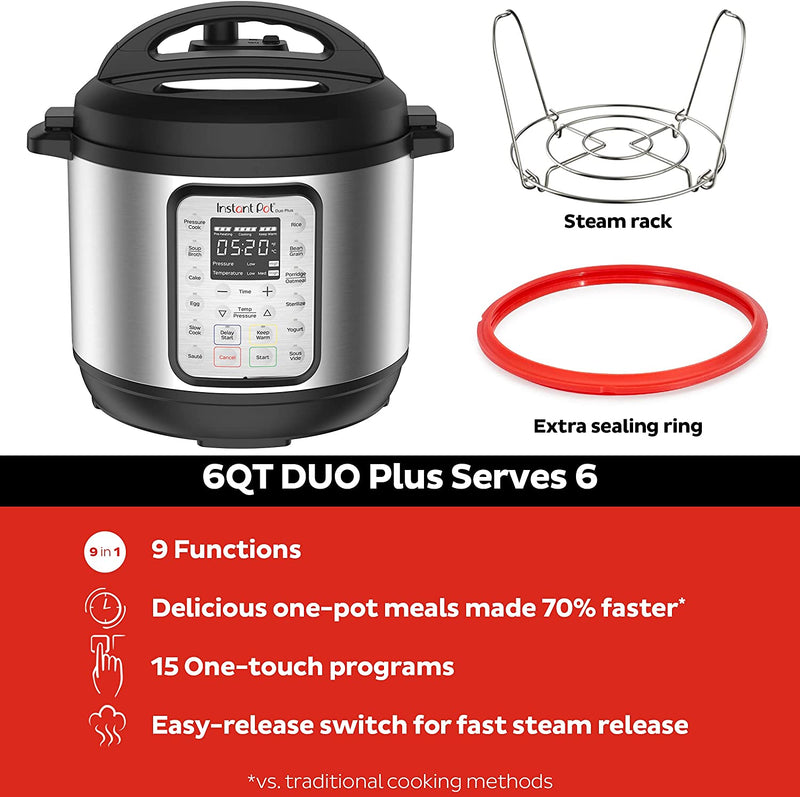 Instant Pot Pressure Cooker: 6.0 quart, 9-in-1 multi-use programmable | DUO-PLUS60