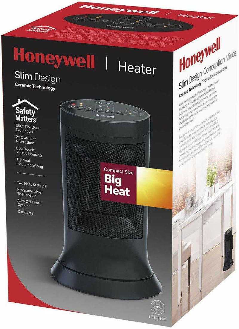 Honeywell Ceramic Heater |HCE309BC| Slim Mini-Tower