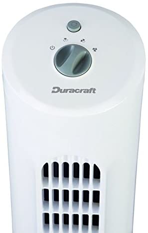 Duracraft Tower Fan: 30", 3-speed, white | DYF012WC