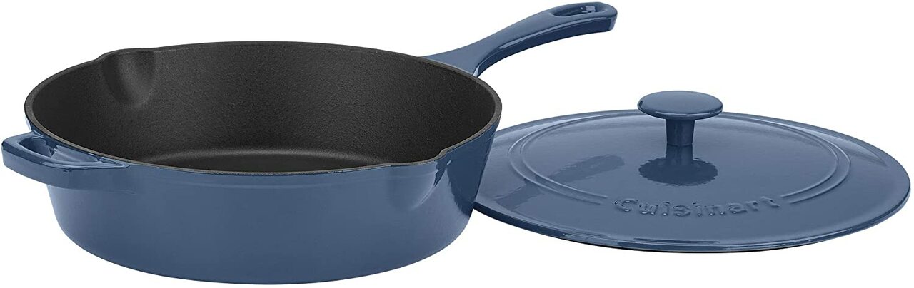 Cuisinart Enamel Cast Iron | CI45-30BG | 12" Chicken Fryer Blue