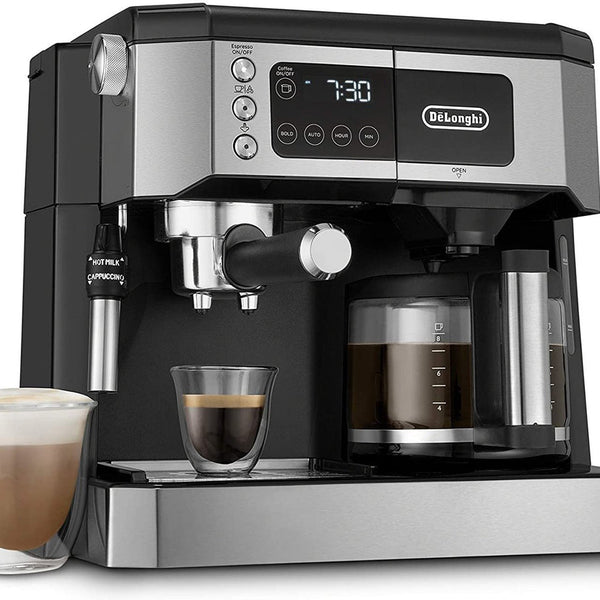 DeLonghi Combination Pump Espresso Drip Coffee Maker: 10-cup glass c