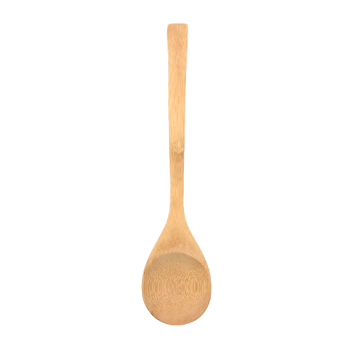 A 28cm bamboo spoon with a natural finish.