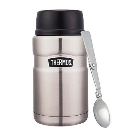 Thermos Stainless King Food Jar |SK3021SBK| 710ml, with Spoon, Black & Stainless Steel