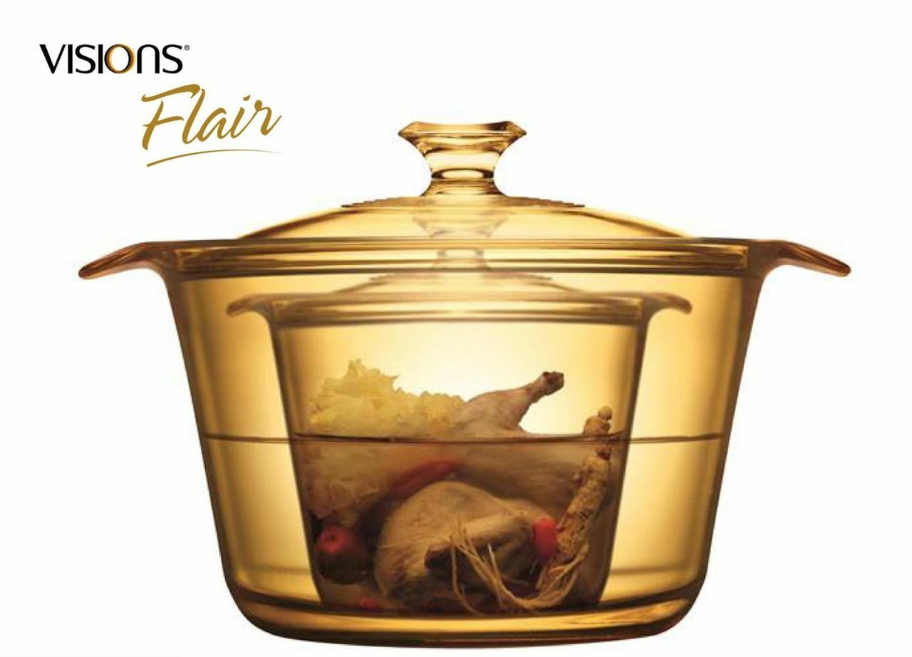 Visions FLAIR Glass 4 piece Set |VSF356| 1.2L + 5.5L Glass Cookware
