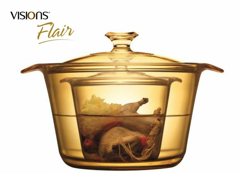 Visions FLAIR Glass 4 piece Set |VSF356| 1.2L + 5.5L Glass Cookware