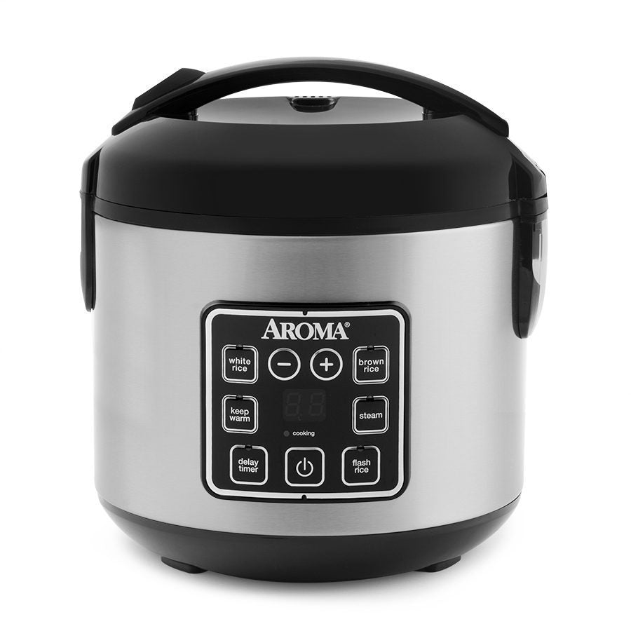 Aroma Rice Cooker 4 cups with s/s inner pot, digital, s/s + black body | ARC-914SBDS