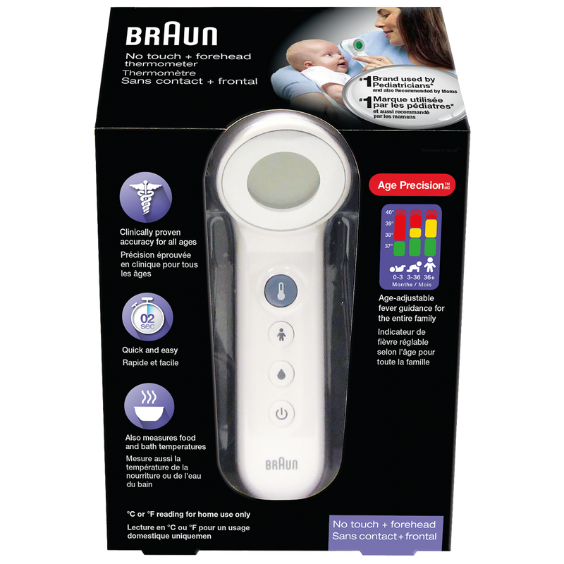 Braun Forehead Thermometer No Touch, incl 2x AA batt | BNT400CA